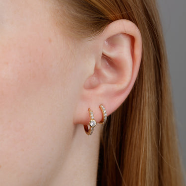 Sparkling Bezel Large Huggie Earrings | Silver & Gold Hoop Earrings by Scream Pretty x Hannah Martin