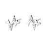 Silver Heartbeat Stud Earrings with Clear Stones