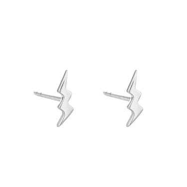 Silver Dainty Lightning Bolt Stud Earrings | Lightning Shaped Studs