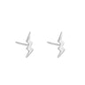 Silver Dainty Lightning Bolt Stud Earrings | Lightning Shaped Studs