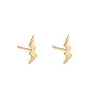 Gold Dainty Lightning Bolt Stud Earrings | Lightning Shaped Studs