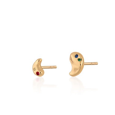 Gold Chunky Mismatched Stud Earrings | Maximalist Jewellery Collection FP X SP