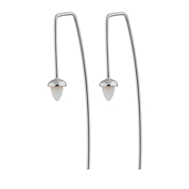 Silver Opal Bullet Threader Earrings