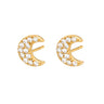 Gold Sparkling Crescent Moon Stud Earrings | Celestial Inspired Studs