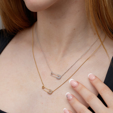 Safety Pin Necklace | Horizontal Safety Pin Pendant Necklace by Scream Pretty x Hannah Martin 