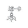 Silver Princess Flat Back Labret Stud Earring