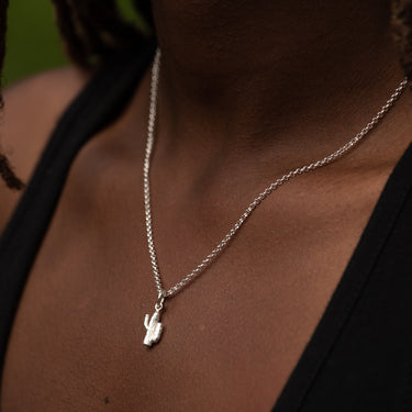 Silver Cactus Charm on Necklace Chain