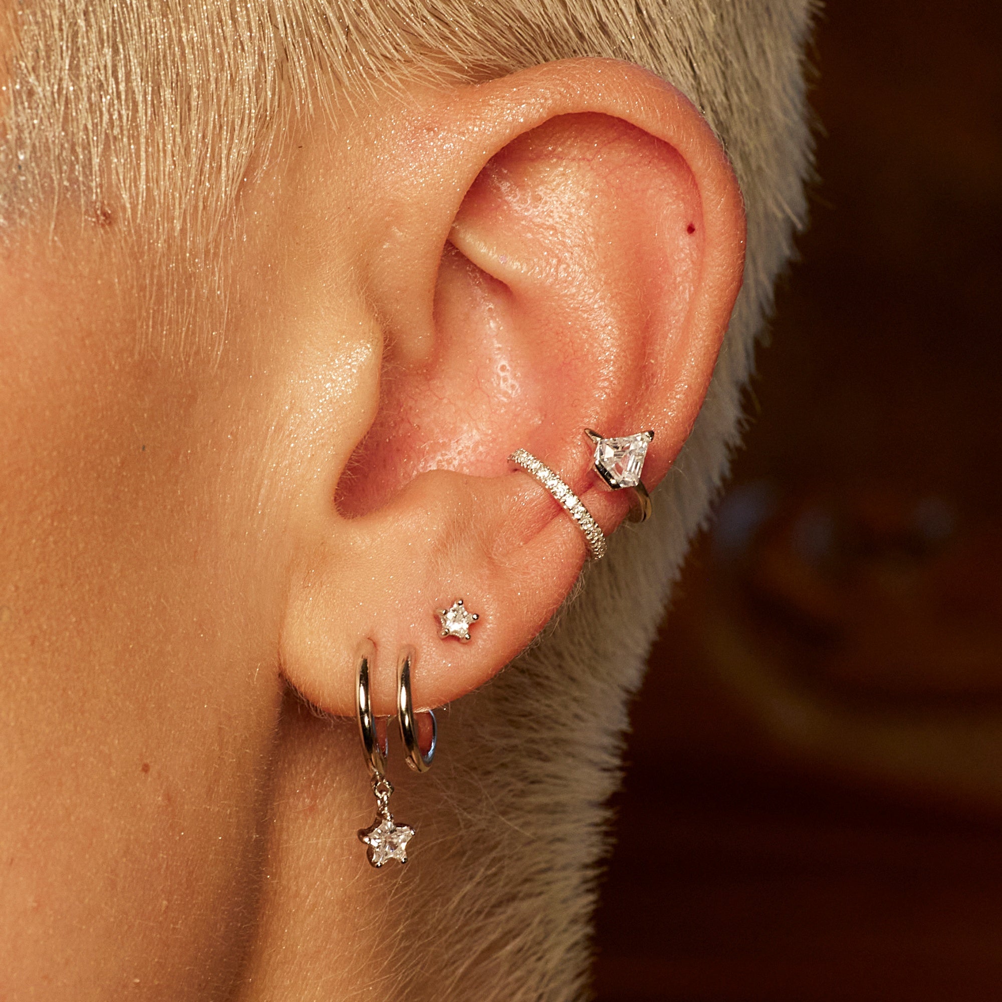 Diamond Double Band Single Ear Cuff Scream Pretty Diamond Double Band Single Ear Cuff Scream Pretty