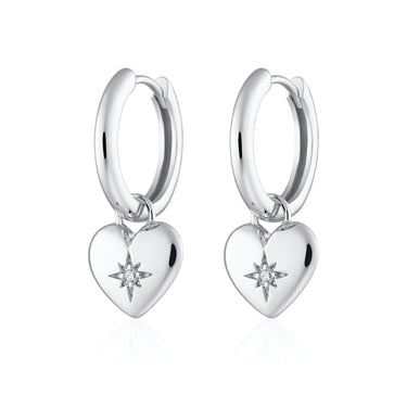 Silver Puffed Heart Charm Hoop Earrings | Scream Pretty