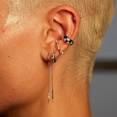 Silver Sparkling Lightning Bolt Threader Earrings in Silver Celestial Ear Stack