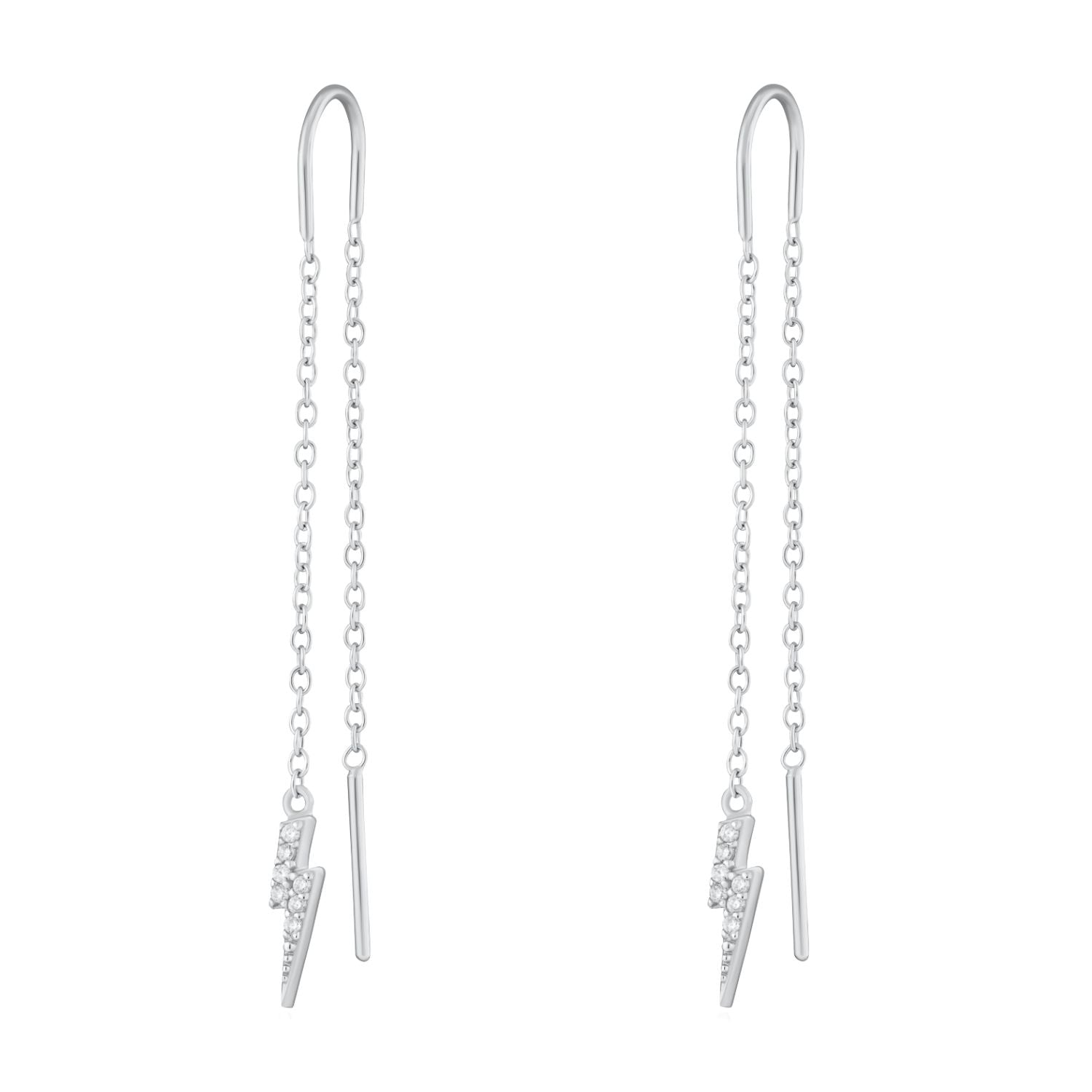 Lightning Thread Sparkling Lightning Bolt Threader Earrings | Silver & Gold – Scream Pretty