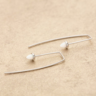 Silver Opal Bullet Threader Earrings