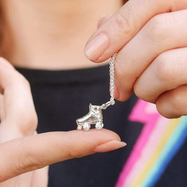 Silver Roller Skate Charm on Chain Necklace