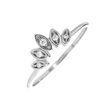 Silver Sparkling Five Petal Ring