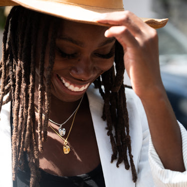Silver & Gold Cowboy Hat Charm on Chain Necklace