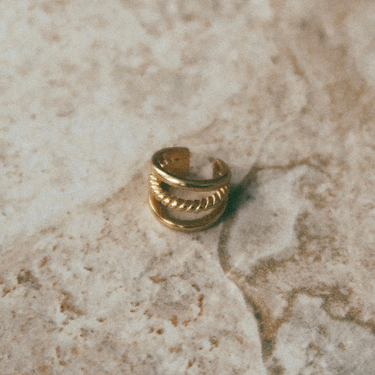 Twisted Triple Band Small Ear Cuff | Silver & Gold Ear Wrap Earring for Non-Pierced Ears | Scream Pretty