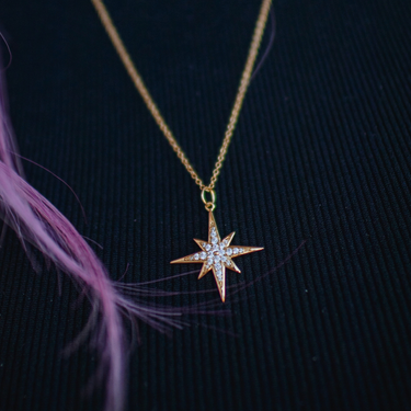 Large Sparkling Starburst Necklace with Slider Clasp