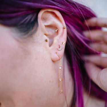Gold Star Threader Earrings in Celestial Gold Ear Stack