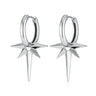 Pair of Silver Angel Star Charm Hoop Earrings