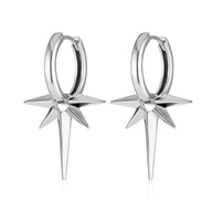 Pair of Silver Angel Star Charm Hoop Earrings