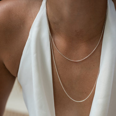 Silver Standard and Long Belcher Chain Necklace