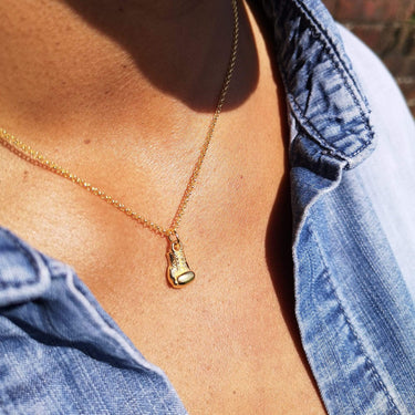 Gold Boxing Glove Charm on Necklace Chain