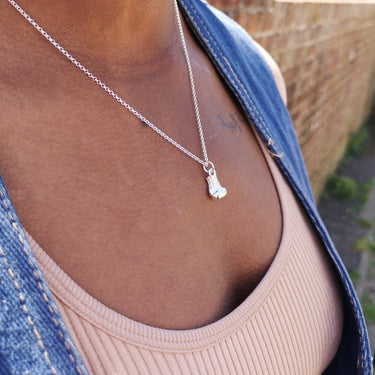 Silver Boxing Glove Charm on Necklace Chain