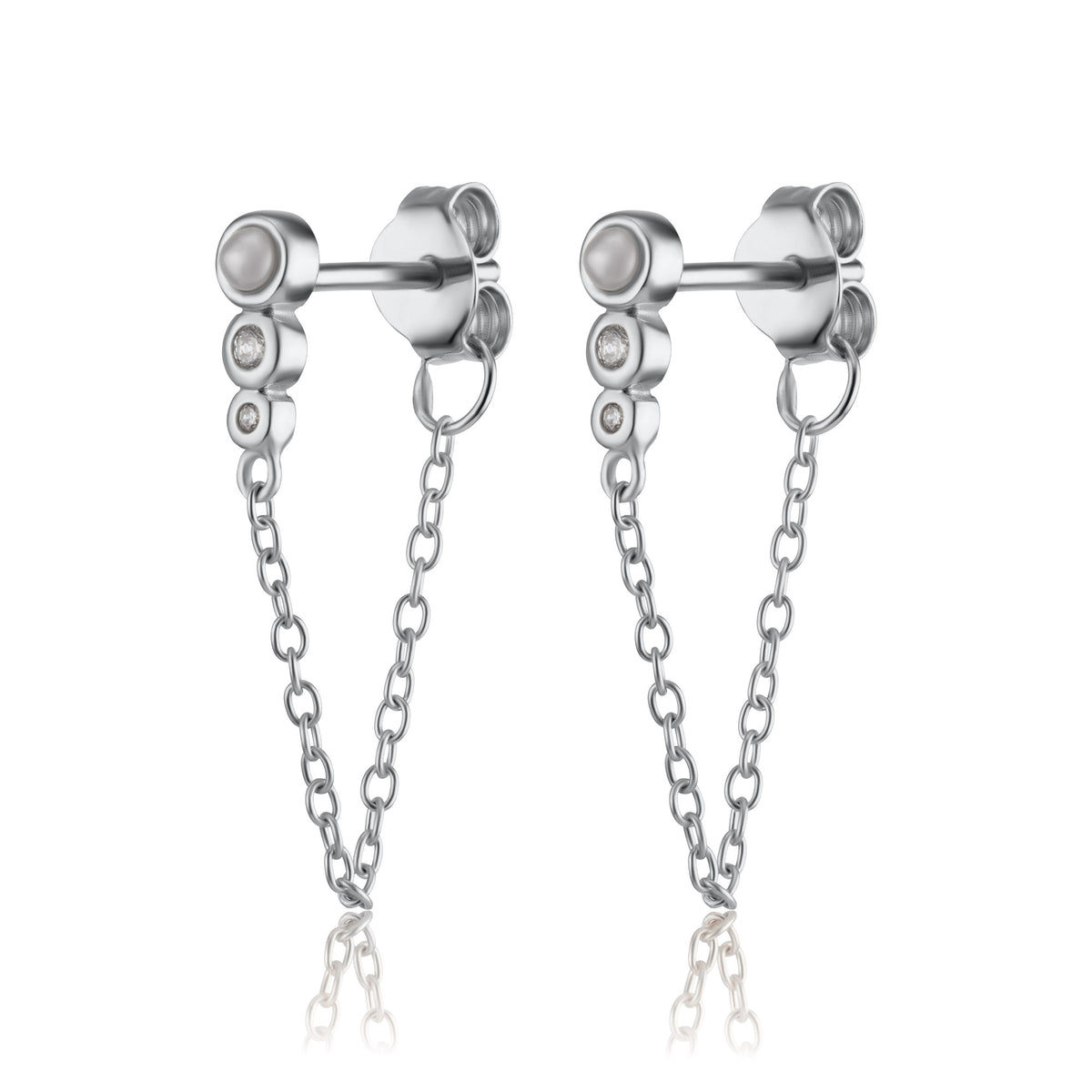 Hannah Martin Chained Pearl Stud Earrings