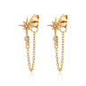 Gold Chained Star Stud Earrings