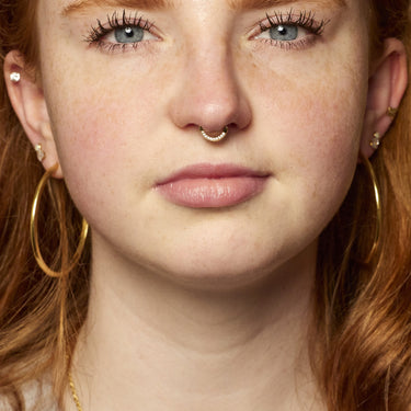 Gold Sparkling Daith Hoop Single Earring in Septum Nose Piercing