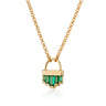 Gold Emerald Green Art Deco Pendant Necklace
