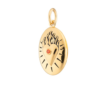 Gold Flaming Heart Locket Charm