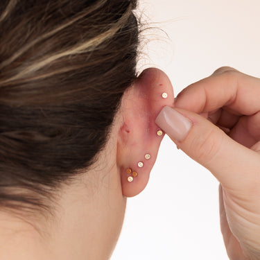 Back View of Labret Flat Back Stud Earrings