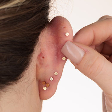 Flat Back Labret Stud Earrings in Gold Back View