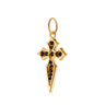 Gold Cross Charm with Black Nano Stones