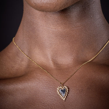 Black and Gold Heart Pendant Necklace | Gothic Heart Necklace