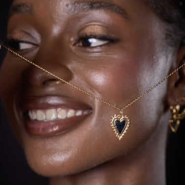 Black and Gold Heart Pendant Necklace | Gothic Heart Necklace