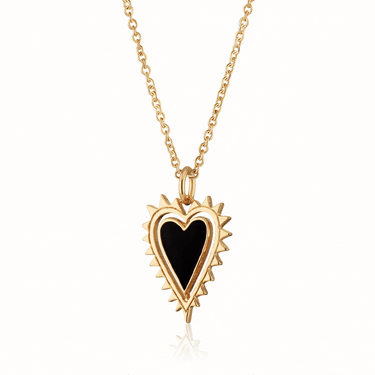 Black and Gold Heart Pendant Necklace | Gothic Heart Necklace