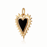 Gold Heart Charm with Black Enamel 