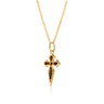 Gold Cross Pendant Necklace with Black Nano Stones