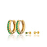 Gold Green Stone Earring Stacking Set with Huggies and Flat Backs
