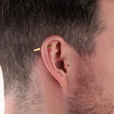 Gold Black Stone Flat back Labret Stud Earring in tragus