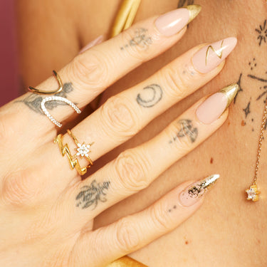 Gold Plated Lightning Bolt Stacking Ring