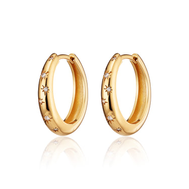 Gold Celestial Star Hoop Earrings