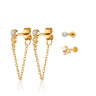 Gold Pearl Earring Set for 4 Piercings in the lobe or cartilage