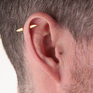 Gold Spike Faux Expander Stud Earring in Helix