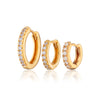 Gold Sparkling Hoop Earring Stacking Set for 3-Piercings in the lobe or cartilage