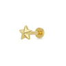 Faceted Star Gold Labret Flat Back Stud Earring Closed