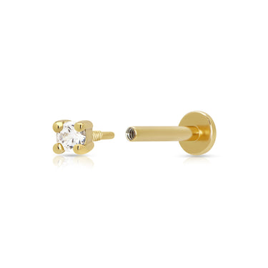 Clear Stone Gold Flatback Labret Stud Earring Open