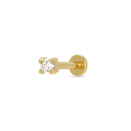 Clear Stone Gold Flatback Labret Stud Earring Closed